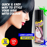 Black Hair Spray Paint Non-Toxic Washable Party Fun Fluro Dye Colouring 125ml
