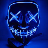 LED Purge Mask Glow in Dark Light up Halloween Costume Scary Rave Festival -Blue