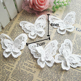 10pcs White Flower Lace Butterfly Applique Trims Embroidery Motif Craft Sewing A