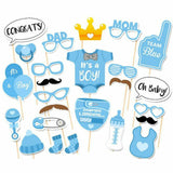 25pcs Boy Baby Shower Mustache Balloon Set Photo Booth Props Birthday Decor Blue