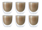 6 pieces Cup Double Wall Glass Mug Hot Cold Drink Java Coffee Latte 250ml