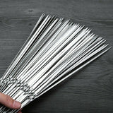 20x Stainless Steel Barbecue Metal Skewers Flat Needle BBQ Tools Kebab Stick 30cm