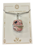 Infinity Loop Crystal Tumbled Collection Rhodonite Pendant Necklace Copper