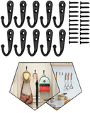 10X Hooks Wall Hanger Mounted Coat Hat Clothes Robe Holder Rack Closet Hook Blk