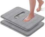 2x Memory Foam Bath Mat Non-Slip Back Fleece Softness Absorbent Grey 40x60cm