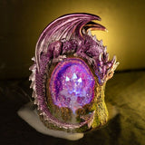 Magical Metallic Purple Dragon Crystal Tree LED Backflow Incense Burner Decor