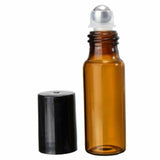 10pcs Roller Rollerball Perfume Essential Oil Roll On Ball Amber Glass Bottle