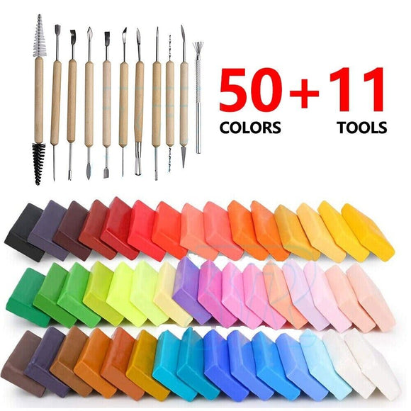 50pcs Craft Polymer Clay Modelling Moulding DIY Toy Fimo Block Oven Bake