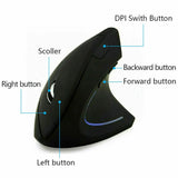 2.4G USB 1600DPI Wireless Mouse Vertical Ergonomic Rechargeable Laptop Optical
