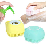 2x Pet Massage Bath Brush For Dog Cat Shampoo Dispenser Silicone Scrubber Assort