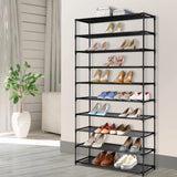 Shoe Rack 10 Tier Shelves Shoes Cabinet Storage Organiser DIY - Black