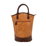 Sachi 2 Bottle Wine Tote Bag Insulated Carrier Purse Handbag Faux Leather - Tan