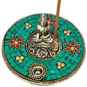 Buddha Stick/Cone Burner Holder Yoga Meditation Protection Green