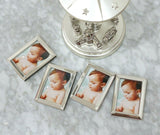 Musical Carousel Music Box Silver Teddy Rotating Photo Frame Gift Baby