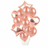 14x Foil Latex Balloons Balloon Set Birthday Wedding Party Decoration Rose Gold