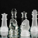 Glass Chess Game Set Frosted Polished Board Padded Bottom Elegant Crystal Gambit