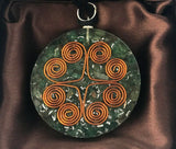 Orgonite Pendant Green Aventurine Copper Coil Gemstone Disc Round Reiki Energy