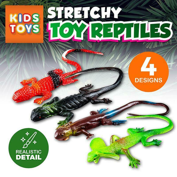 4x Realistic Toy Reptiles Soft Stretchy Fun Learning Wildlife School Home 27cm