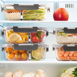 3x Meal Prep Glass 2 Compartment Food Storage Container Lunch Box Pot