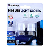 2PK Mini USB Light Globes Charge Adaptor  illuminex 0.6W 5V Cool White Compact