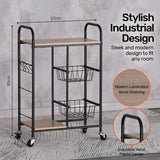 Trolley 2 Tier Home Master Kitchen Stylish Modern Industrial Design - 85cm