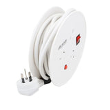Extension Lead Reel with 3 Outputs & Surge Protection 150mm Diameter White 3m