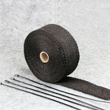 Heat Resistant 2000F Exhaust Wrap Black 15M*50mm + 10 Stainless Steel Ties