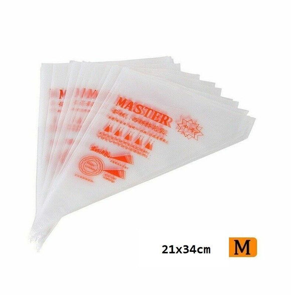 200x Plastic Disposable Piping Bag Cake Decor Icing Frosting Nozzles -M 21x34cm