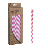100X Colourful Paper Drinking Straws Straw Striped Party Wedding PINK