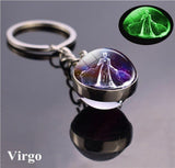 1x Keychain Constellation Keyring Luminous Glass Ball Pendant - Virgo