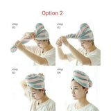 Fast Dry Microfibre Hair Towel Drying Turban Bath Head Wrap Hat Spa Cap Grey