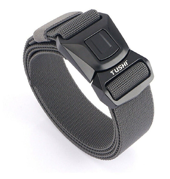 Men Military Tactical Belt Casual Belt Alloy Buckle Quick Release Nylon DarkGrey