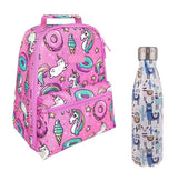 Sachi Insulated Backpack Lunch Bag and Water Bottle 500ml Kit Unicord & LLama