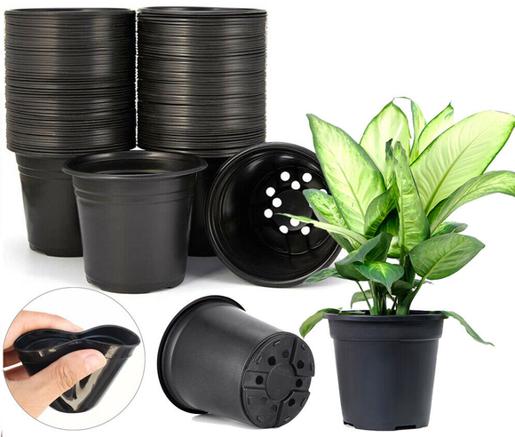 100x Plastic Plant Flower Pots Nursery Seedlings Growing Garden Black Plant Pots