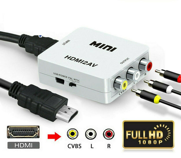 1080p HDMI to RCA Composite AV CVBS 3RCA Video Cable Audio Video Converter Adapter PAL/NTSC Downscaling