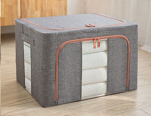 Clothes Storage Box Organizer Oxford Cloth Bed Sheet Foldable - Grey 100L