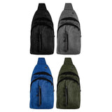 Bag Sling Cross Body Swosh Adjustable Multiple Pockets 3 Zipper Design - Black