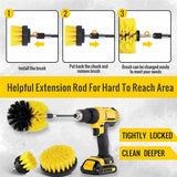 Grout Power Scrubber Cleaning Drill Brush Tub Cleaner Combo Tool Kit Yellow