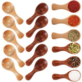 10x Mini Wooden Spoon Kitchen Spice Spoon Small Short Condiment Spoons Scoop - B