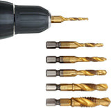 6x HSS Hex Shank Tap Drill Bits Metric Thread Screw Compound Tapping Set Tool