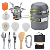 Outdoor Portable Camping Cookware Set Hiking Cooking Pot Gas Stove Tableware Kit