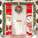 Merry Christmas/Welcome NewYear Sign Oxford Cloth Xmas Door Banner Wall Hanging