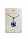 Large Evil Eye Pendant Necklace Silver Lucky Protection Success Eye Talisman