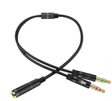 3.5mm Stereo Audio 2 Male to Female AUX Headphone Mic Y Splitter Cable Adapter