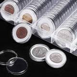 100pcs Coin Storage Box Case Capsules Holder Clear Plastic Round Coins Container