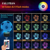 1x 3D Acrylic LED Football Soccer Night Light 16 Colors Lighting Table Bedside Lamp