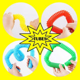 6x Fidget Pop Tube Toys for Kids and Adults, Pipe Sensory Tools Relief Assorted