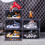 6 pcs Premium Acrylic Shoe Box Sneaker Display Storage Case Side-Open Clear