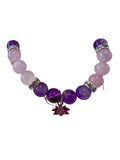 1pc Rose Quartz Amethyst Crystal Beads with Lotus Flower Charm Bracelet  Healing