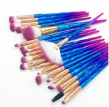 20PCS Eye Make-up Brushes Diamond Unicorn Eyebrow Blending Brush Purple/Blue Set